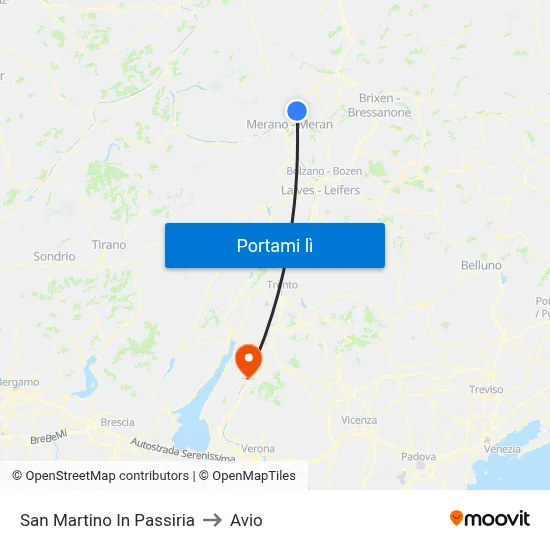 San Martino In Passiria to Avio map