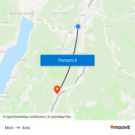 Mori to Avio map