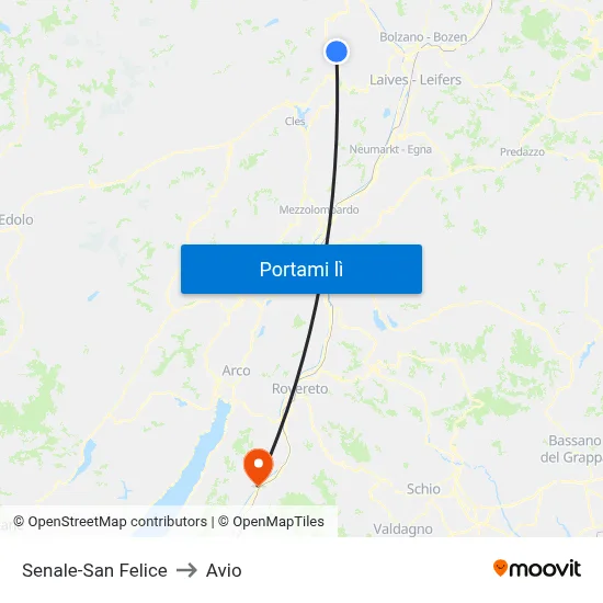 Senale-San Felice to Avio map
