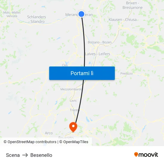 Scena to Besenello map