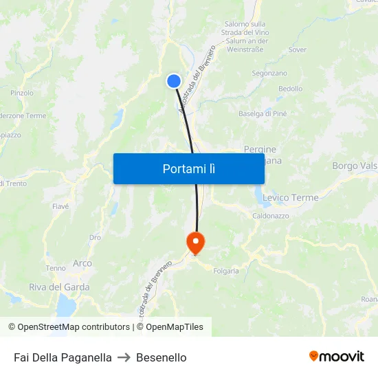 Fai Della Paganella to Besenello map