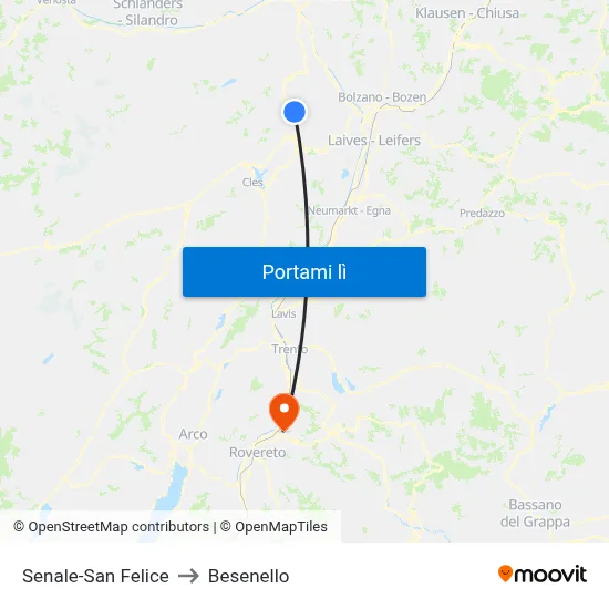 Senale-San Felice to Besenello map