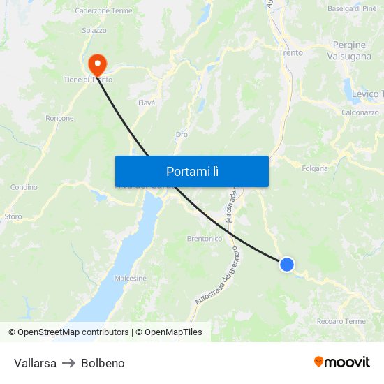 Vallarsa to Bolbeno map