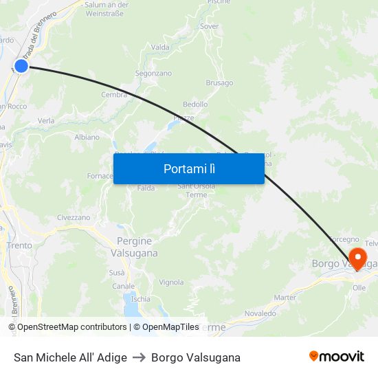 San Michele All' Adige to Borgo Valsugana map