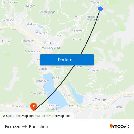 Fierozzo to Bosentino map