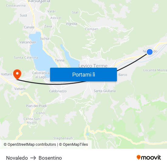 Novaledo to Bosentino map