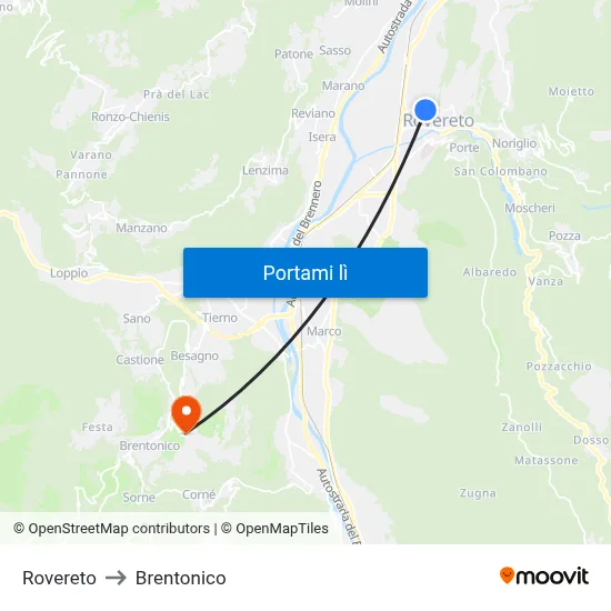 Rovereto to Brentonico map