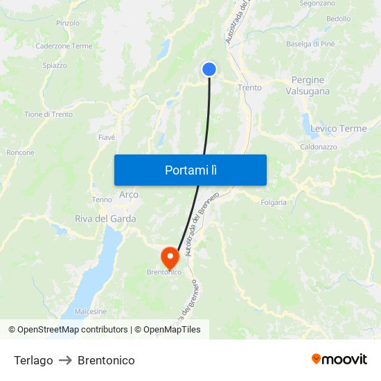 Terlago to Brentonico map