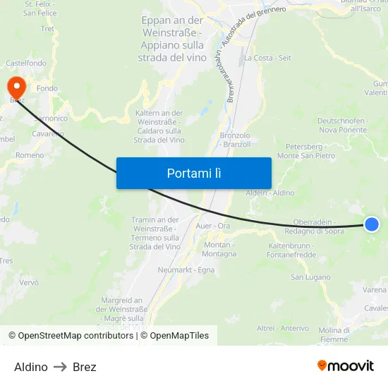Aldino to Brez map