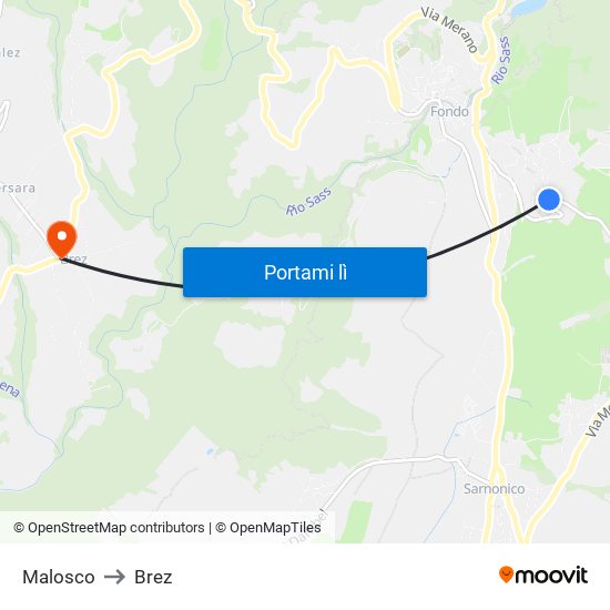 Malosco to Brez map