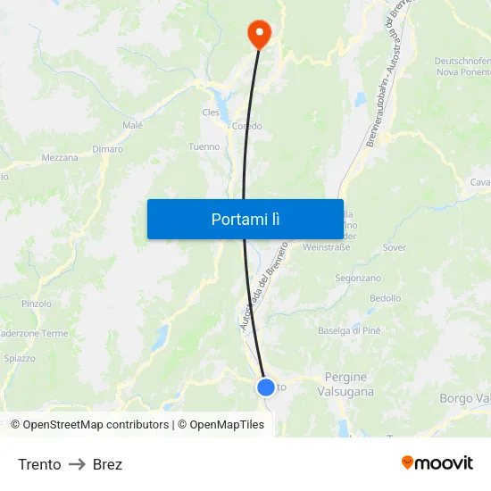 Trento to Brez map