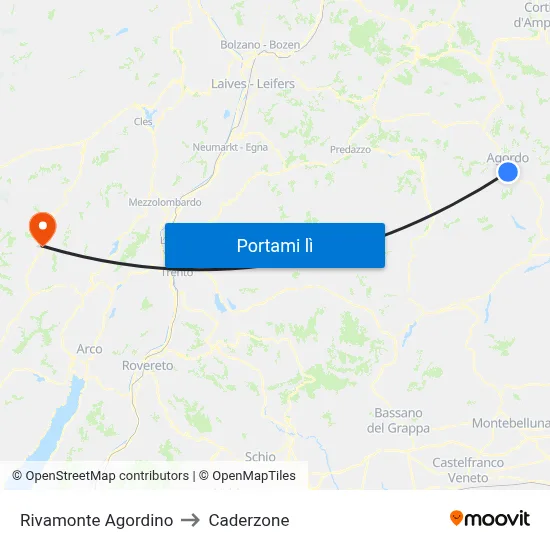 Rivamonte Agordino to Caderzone map