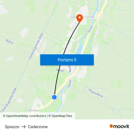 Spiazzo to Caderzone map