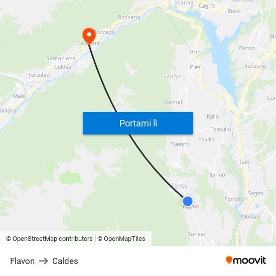 Flavon to Caldes map