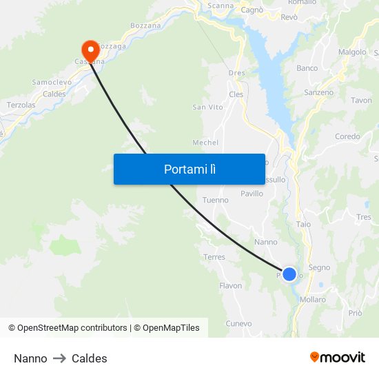 Nanno to Caldes map