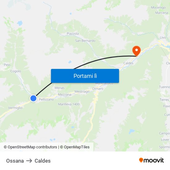 Ossana to Caldes map