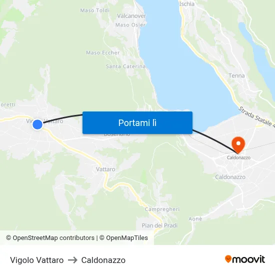 Vigolo Vattaro to Caldonazzo map