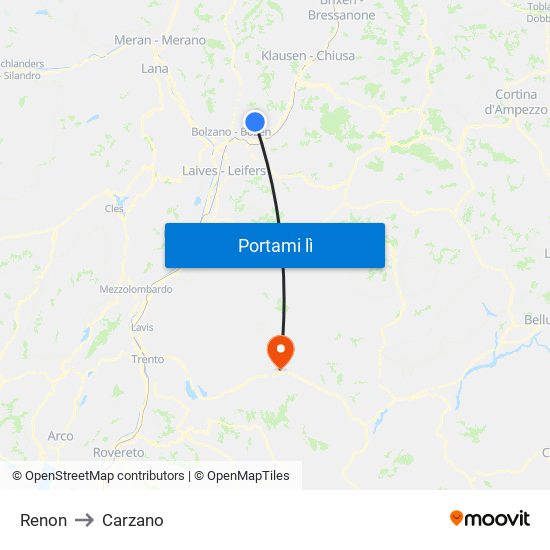 Renon to Carzano map