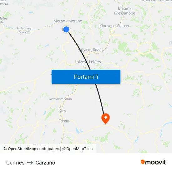 Cermes to Carzano map