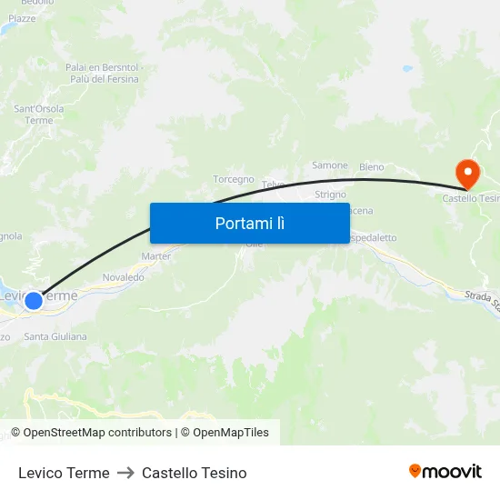 Levico Terme to Castello Tesino map