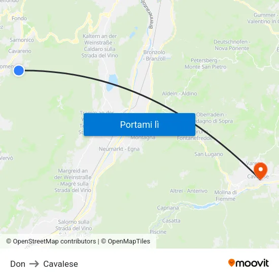 Don to Cavalese map