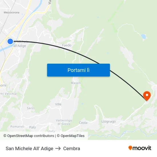 San Michele All' Adige to Cembra map