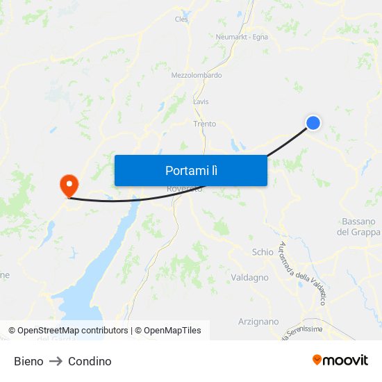 Bieno to Condino map