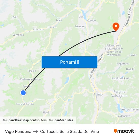 Vigo Rendena to Cortaccia Sulla Strada Del Vino map