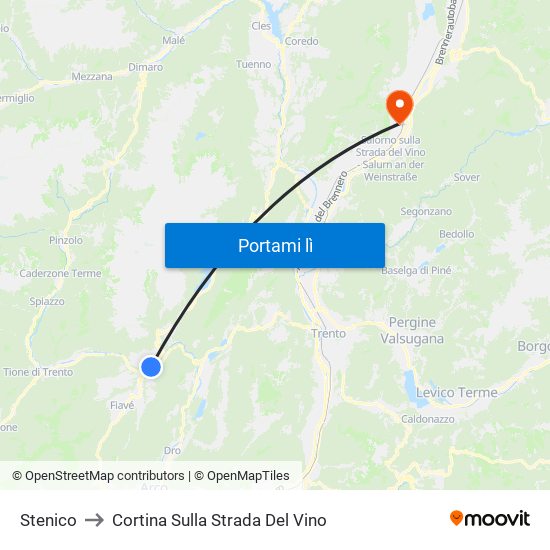 Stenico to Cortina Sulla Strada Del Vino map