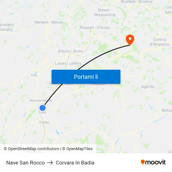 Nave San Rocco to Corvara In Badia map