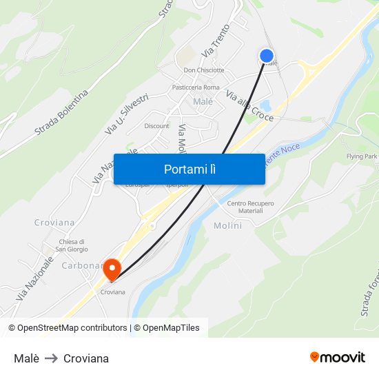 Malè to Croviana map