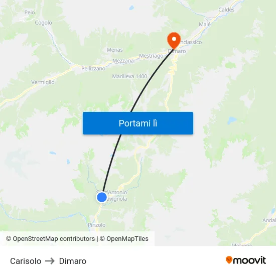 Carisolo to Dimaro map