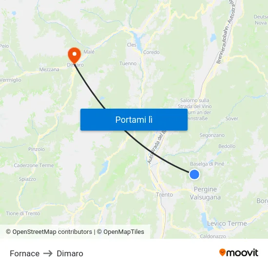 Fornace to Dimaro map
