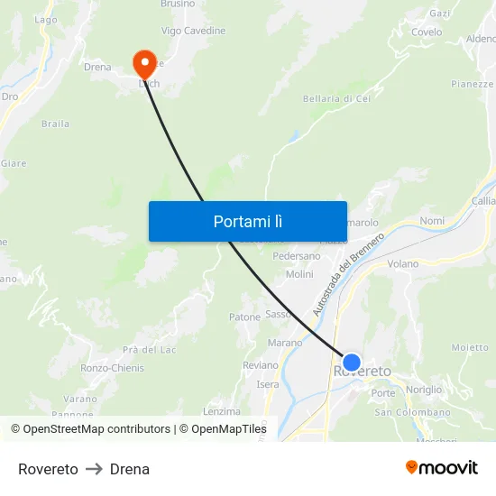 Rovereto to Drena map