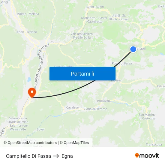 Campitello Di Fassa to Egna map