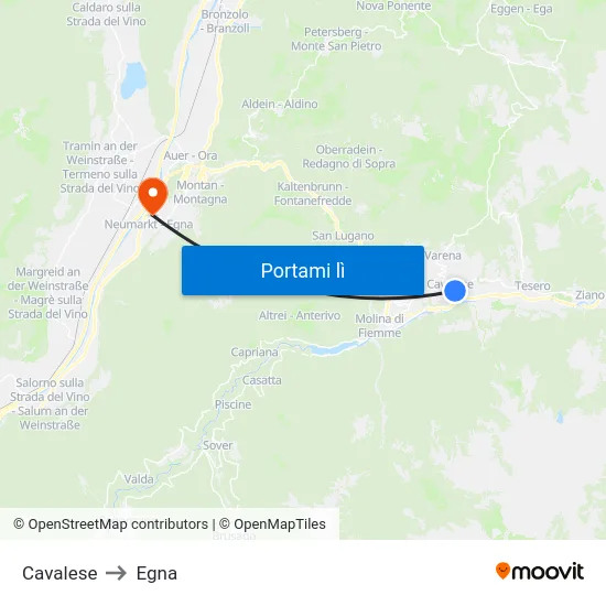 Cavalese to Egna map