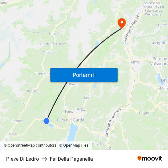 Pieve Di Ledro to Fai Della Paganella map