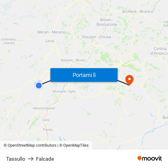 Tassullo to Falcade map