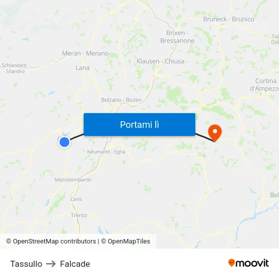 Tassullo to Falcade map