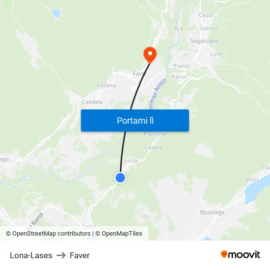 Lona-Lases to Faver map