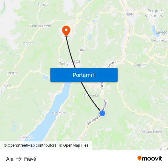 Ala to Fiavè map