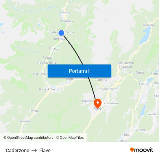 Caderzone to Fiavè map