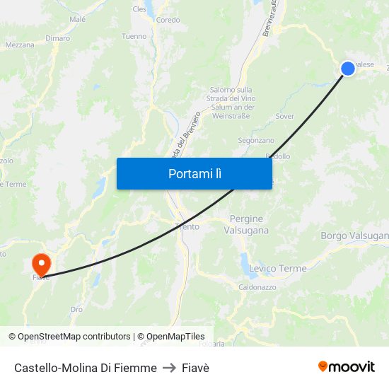Castello-Molina Di Fiemme to Fiavè map
