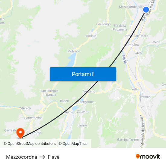 Mezzocorona to Fiavè map
