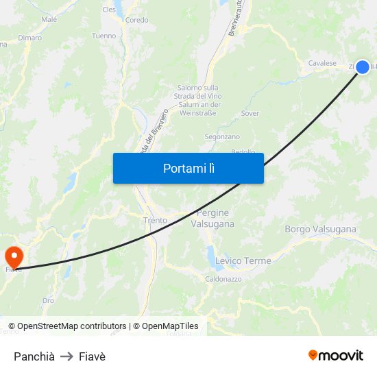 Panchià to Fiavè map