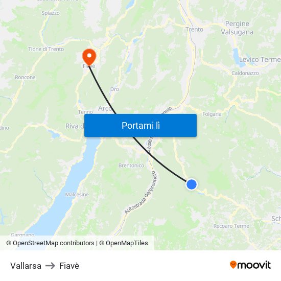 Vallarsa to Fiavè map