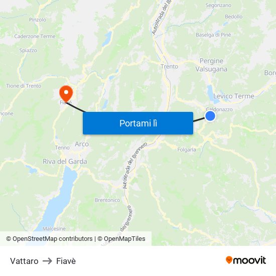 Vattaro to Fiavè map