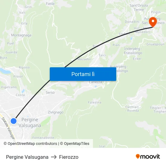 Pergine Valsugana to Fierozzo map