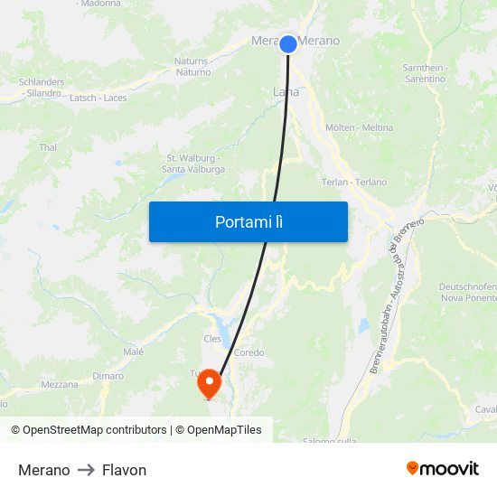 Merano to Flavon map