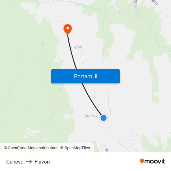 Cunevo to Flavon map